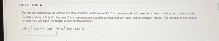 Solved For the reaction below, determine the stoichiometric | Chegg.com