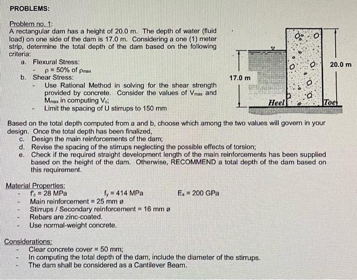 Solved PROBLEMS Problem no. 1 A rectangular dam has a