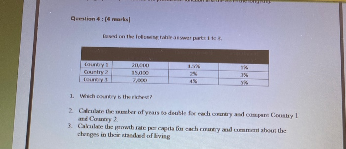 Solved Question 4 : (4 marks) Based on the following table | Chegg.com