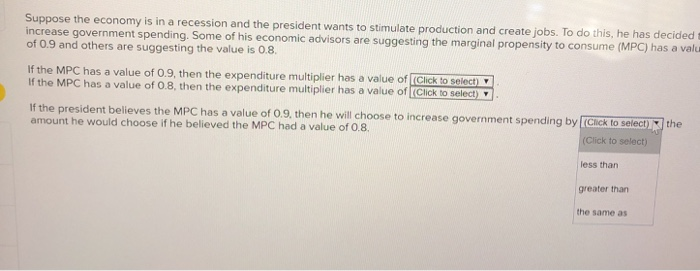 Solved Suppose the economy is in a recession and the | Chegg.com