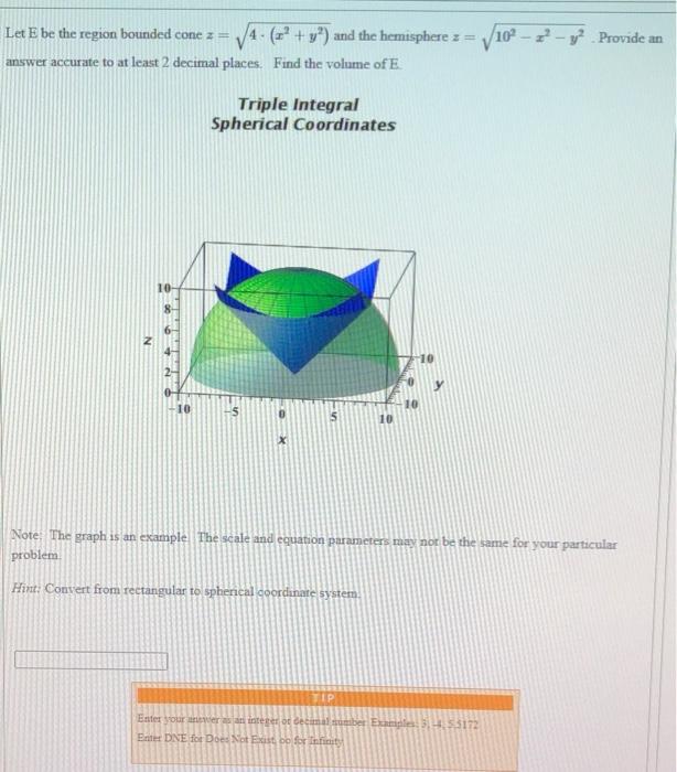 Solved Let E Be The Region Bounded Cone Z Sqrt 4 Chegg Com