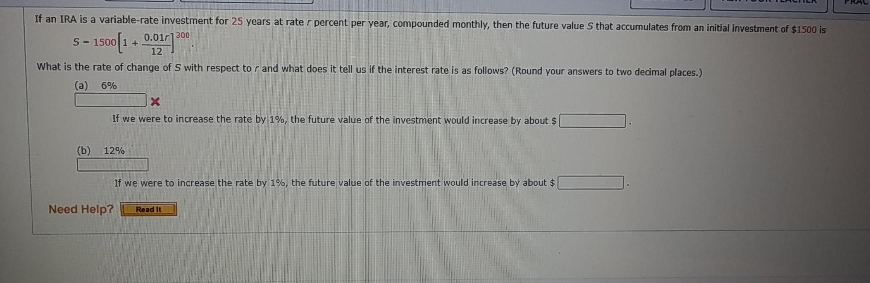 Solved If An IRA Is A Variable-rate Investment For 25 Years | Chegg.com