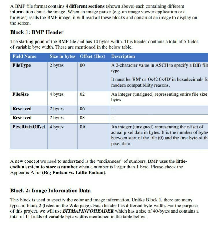 For this program, you will implement a BMP image | Chegg.com