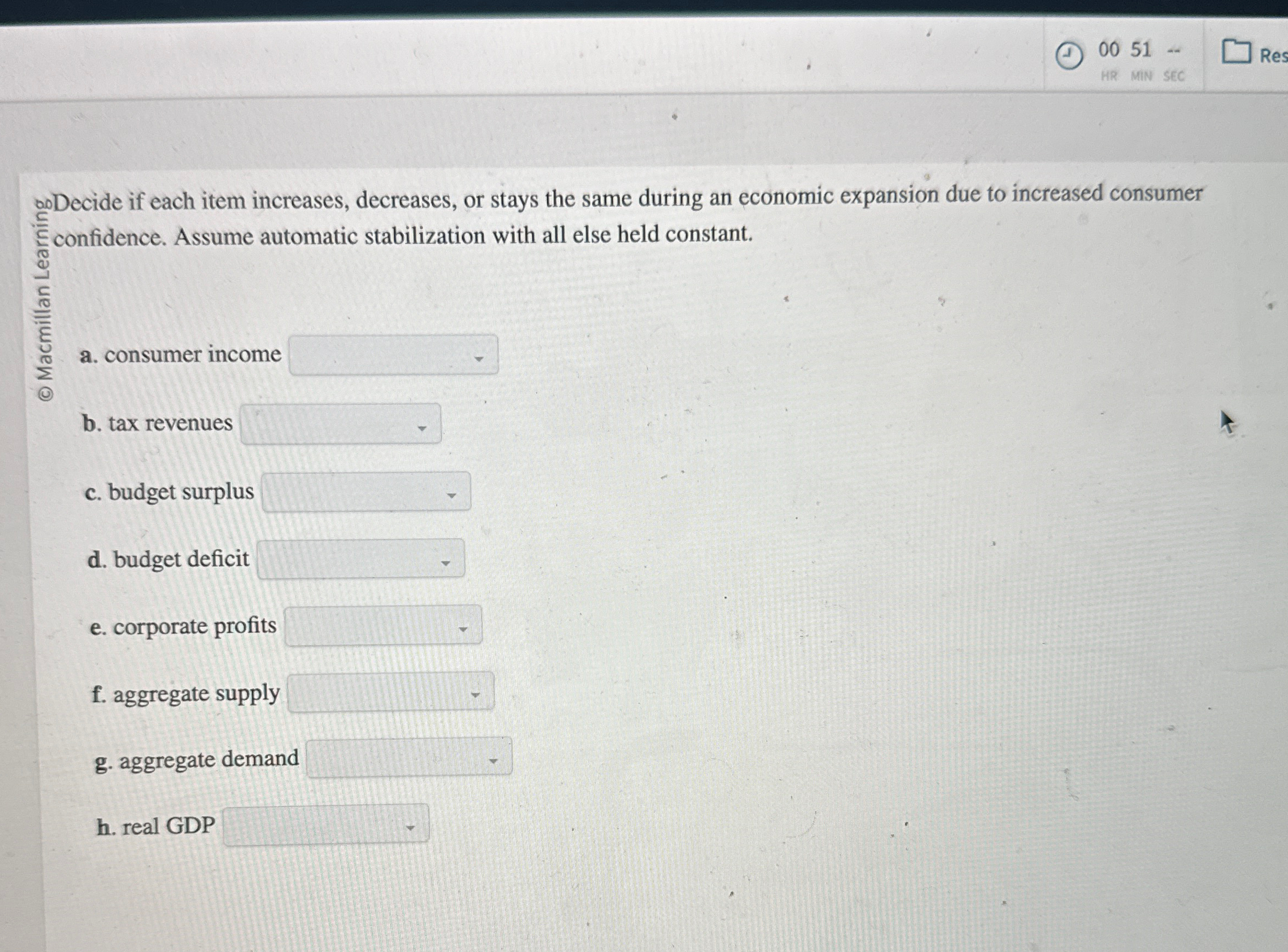 Solved oodecide if each item increases, decreases, or stays | Chegg.com