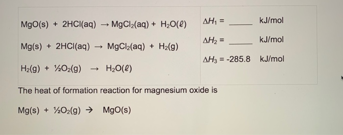 Solved Mgos 2hclaq Mgcl2aq H2ol ΔΗ Kjmol Ah2 2287