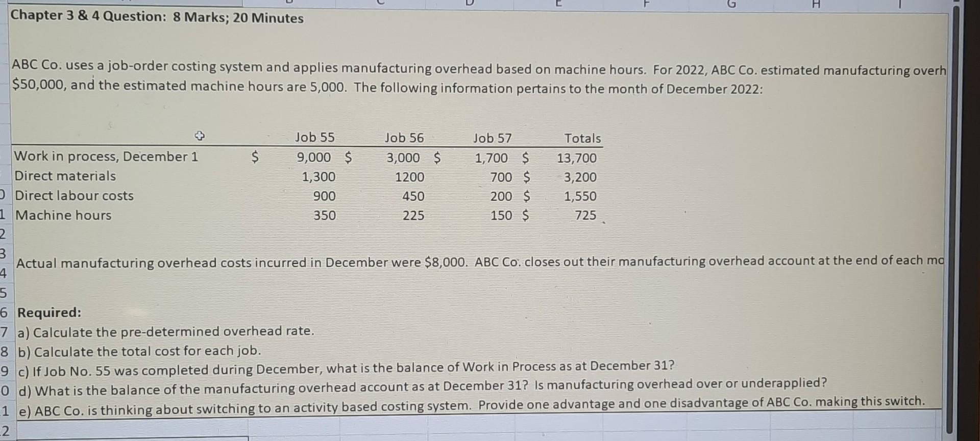 Solved ABC Co. uses a job-order costing system and applies | Chegg.com