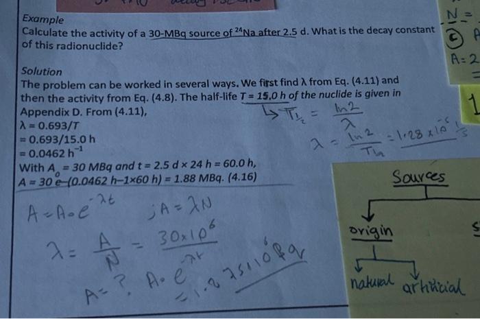 Solved Example Calculate the activity of a 30−MBq source of