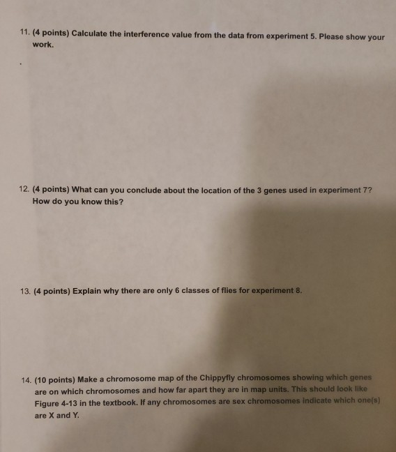 Solved The last 4 experiments are 3-point test cross | Chegg.com