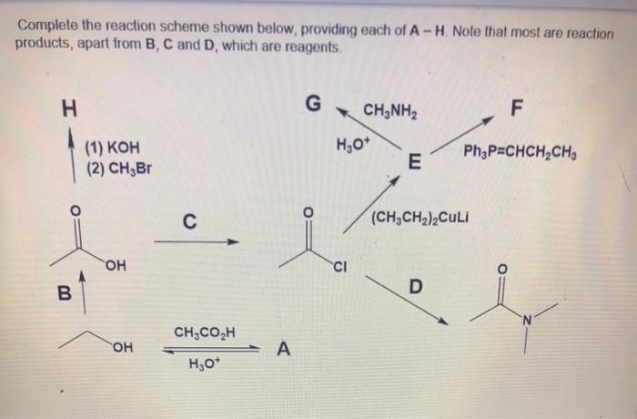 Solved Complete The Reaction Scheme Shown Below, Providing | Chegg.com