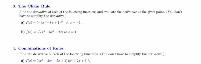 Solved 3. The Chain Rule Find the derivative of each of the | Chegg.com