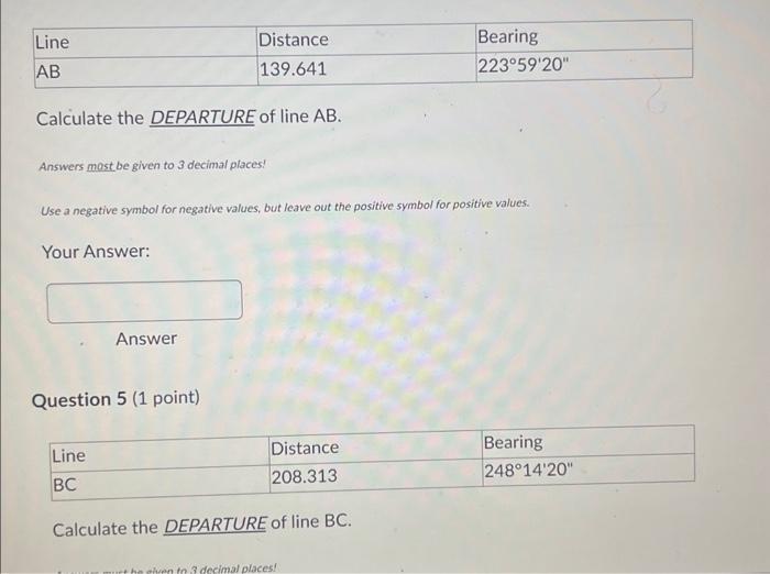 Calculate the LATITUDE of line BC. Answers must be | Chegg.com