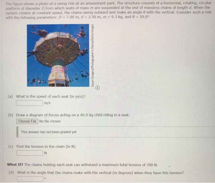 Solved The figure shows a photo of a swing ride at an | Chegg.com