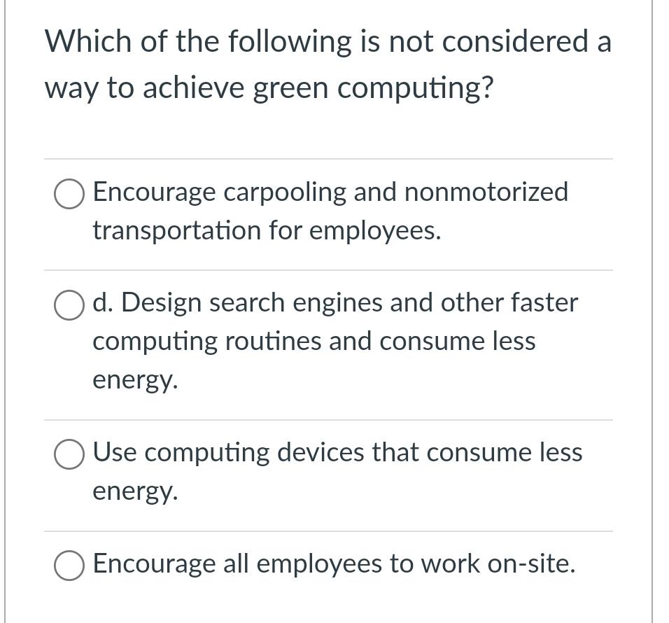 Solved Which Of The Following Is Not Considered A Way To | Chegg.com