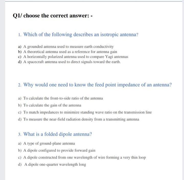 Solved Q1/ choose the correct answer: - 1. Which of the | Chegg.com