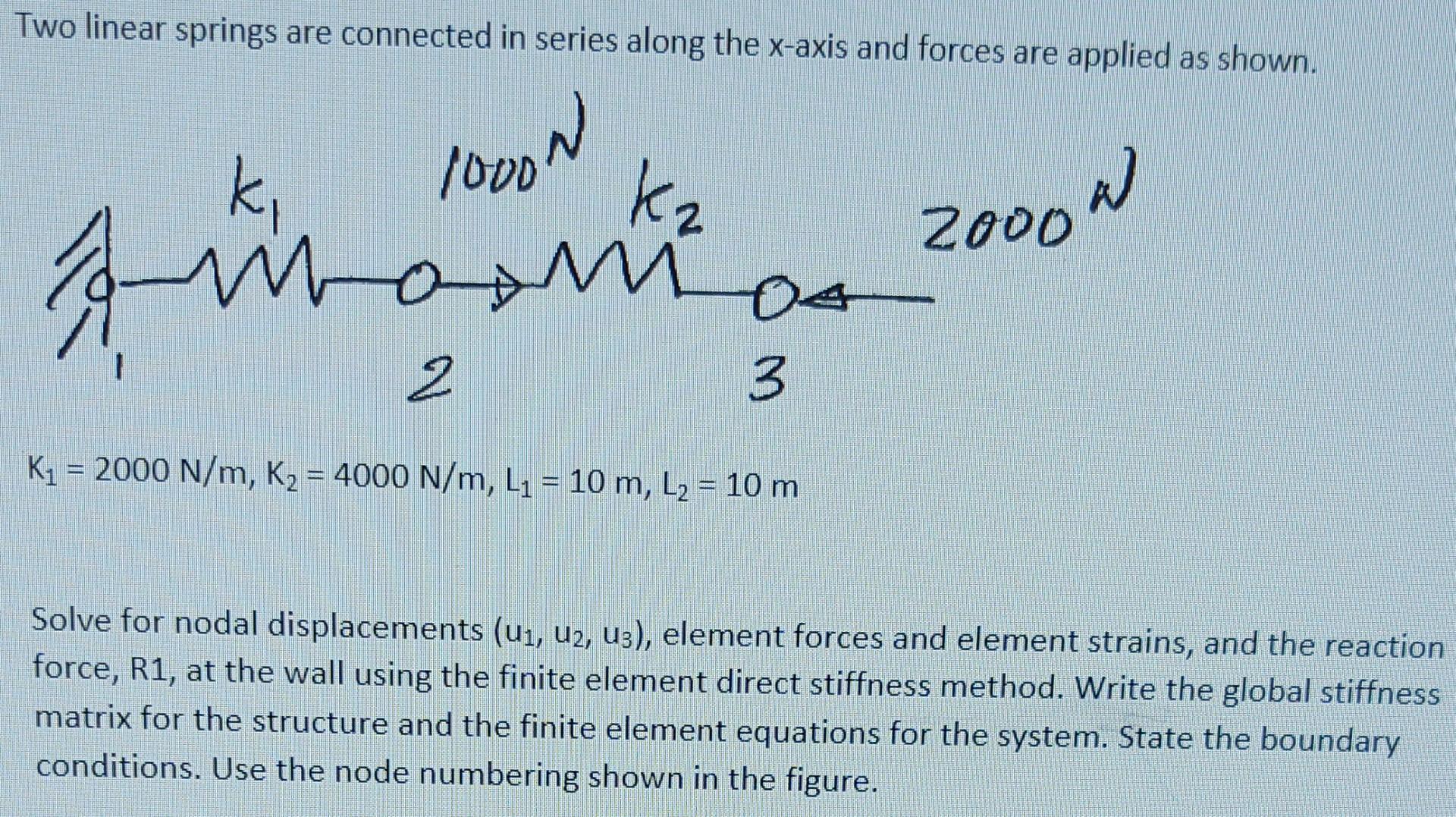 Solved Two linear springs are connected in series along the | Chegg.com