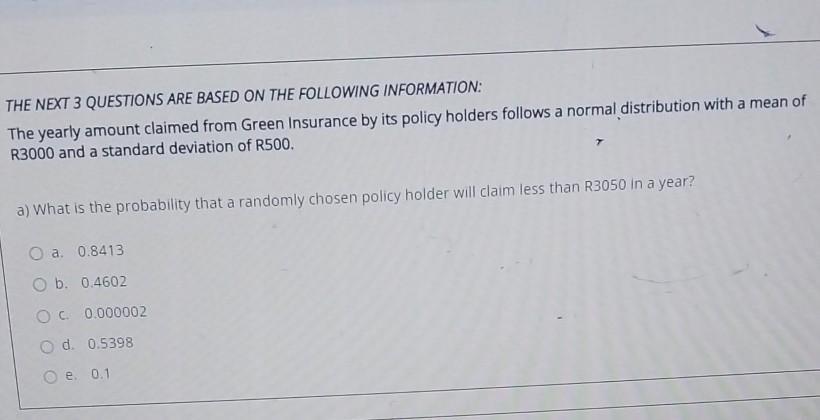 Solved THE NEXT 3 QUESTIONS ARE BASED ON THE FOLLOWING | Chegg.com