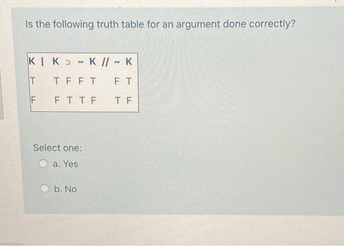 Solved Is the following truth table for an argument done | Chegg.com