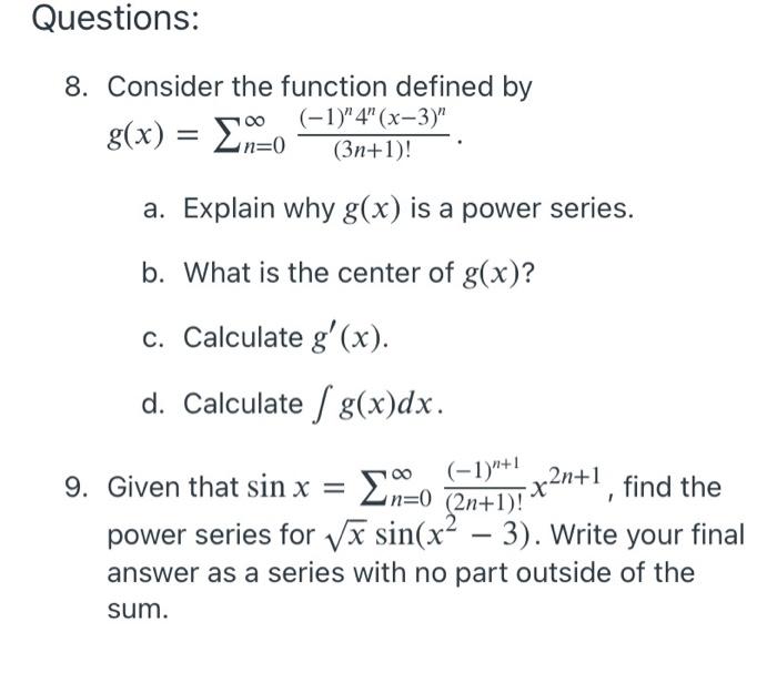 Solved Questions 8 Consider The Function Defined By 00 Chegg Com