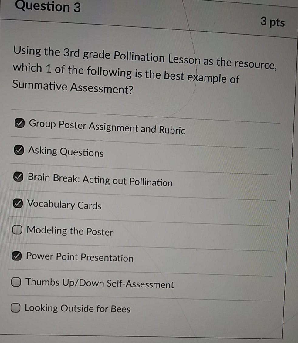 Solved Question 3 3 pts Using the 3rd grade Pollination | Chegg.com