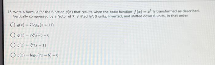 Solved Write A Formula For The Function..... When The Basic | Chegg.com