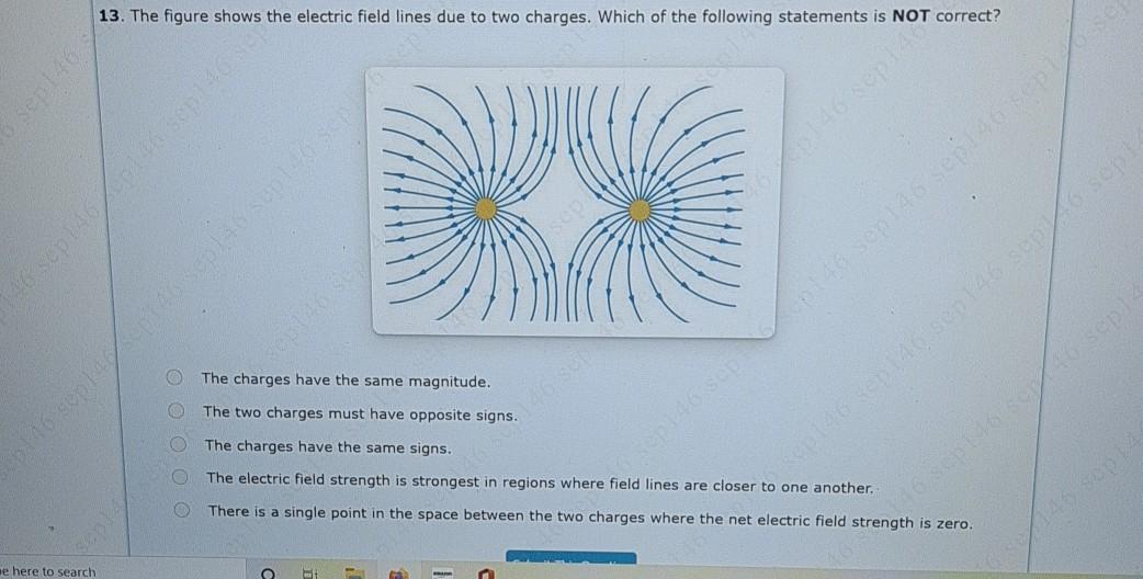 Solved 13. The figure shows the electric field lines due to | Chegg.com