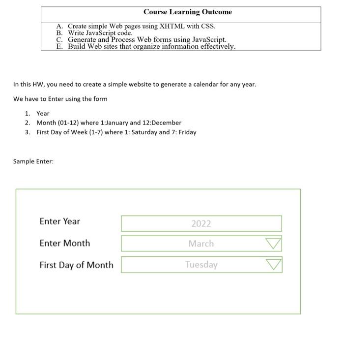 Solved Course Learning Outcome A. Create simple Web pages | Chegg.com