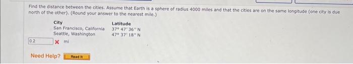 Solved Find the distance between the cities. Assume that | Chegg.com