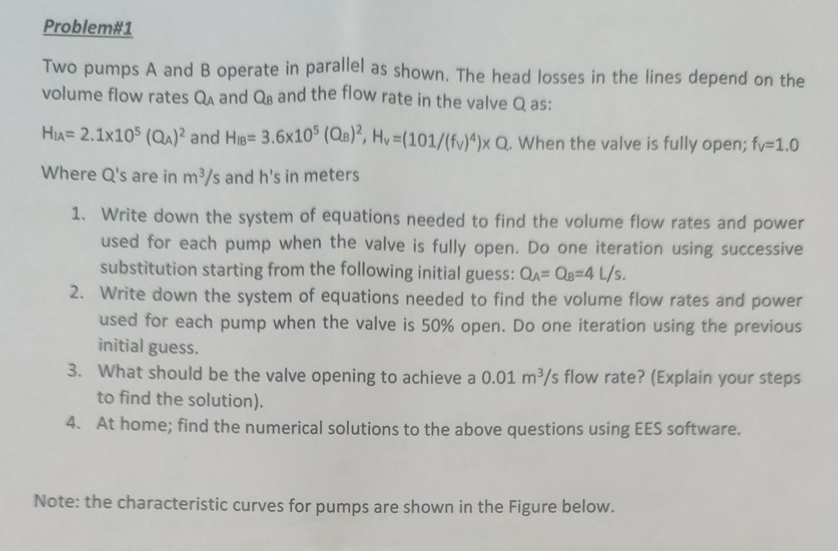 Solved Two Pumps A And B Operate In Parallel As Shown. The | Chegg.com