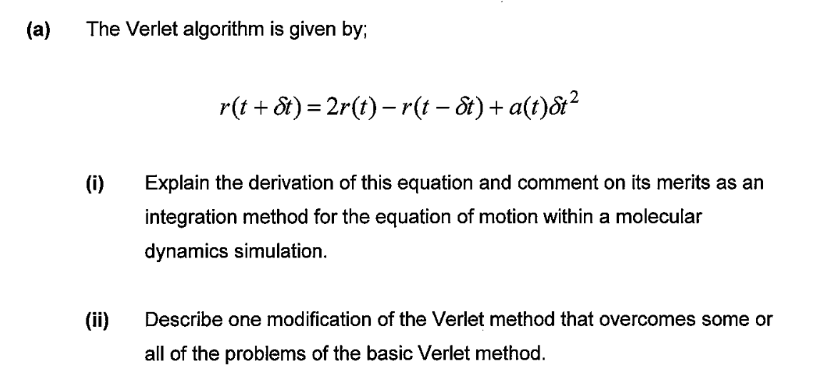 Solved (a) The Verlet algorithm is given | Chegg.com