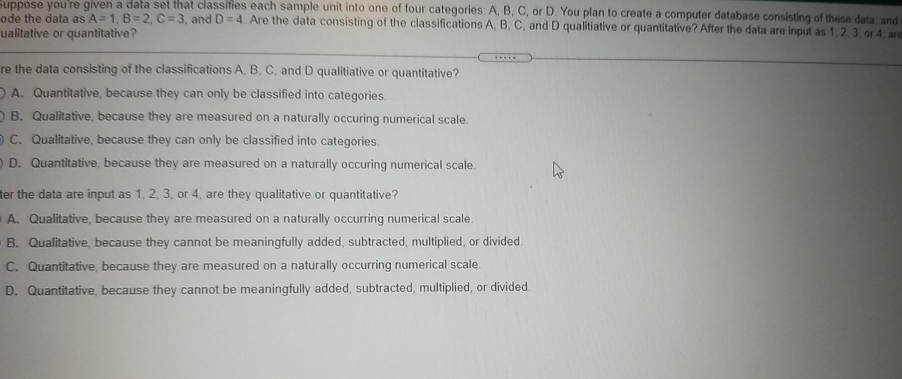 Solved Suppose you're given a data set that classifies each | Chegg.com