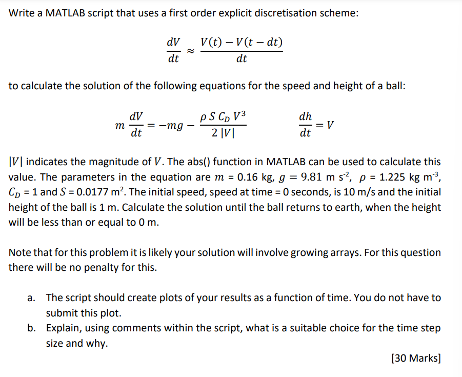 Solved Write a MATLAB script that uses a first order | Chegg.com