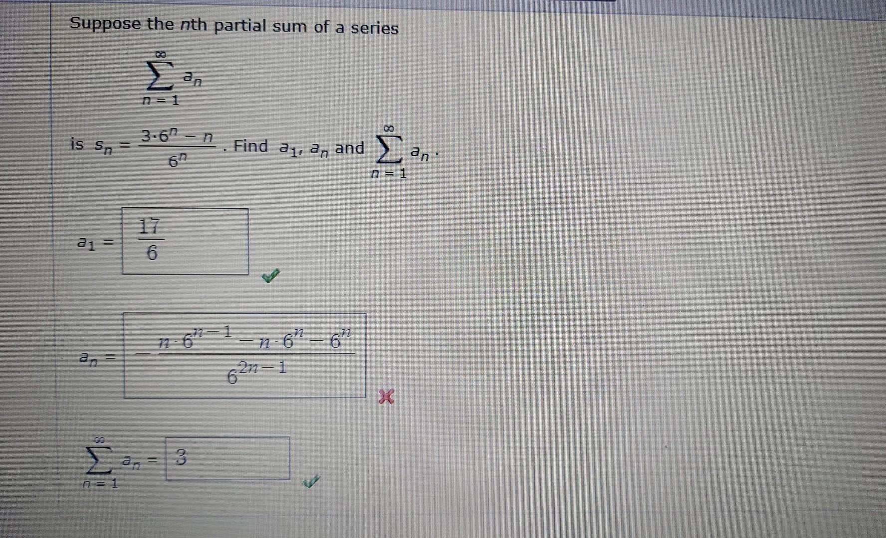 Solved Suppose the nth partial sum of a series ∑n=1∞an is | Chegg.com