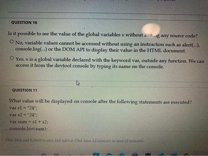 Solved QUESTION 10 Is it possible to see the value of the | Chegg.com