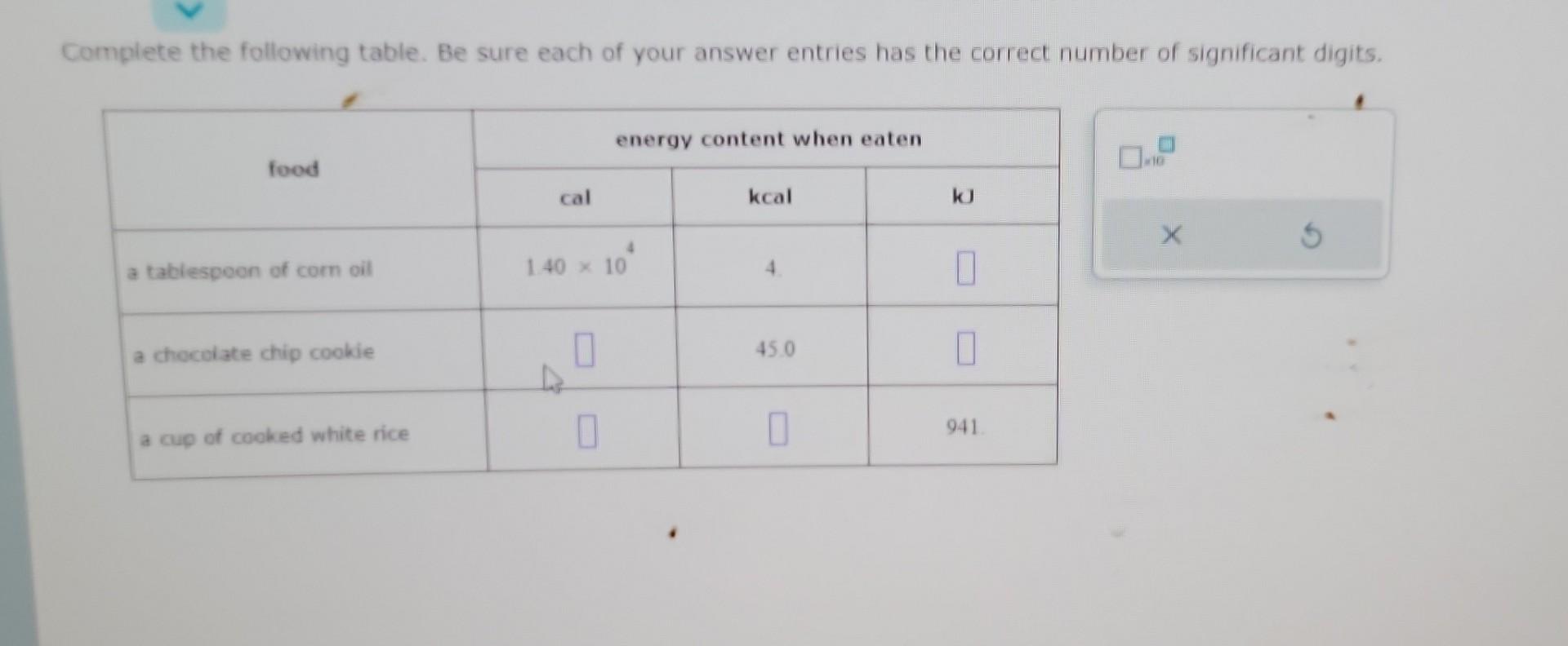 Solved Complete the following table. Be sure each of your | Chegg.com