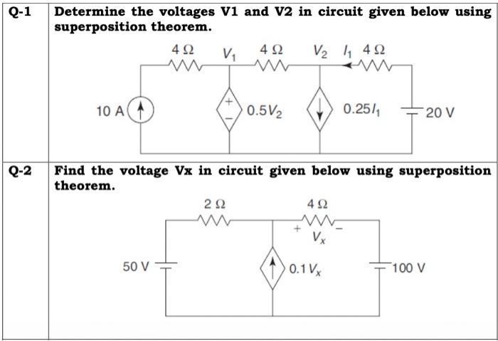 Solved Q-1 Determine the voltages V1 and V2 in circuit given | Chegg.com