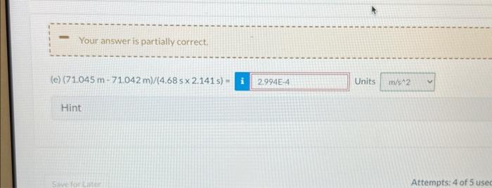 Solved - Your answer is partially correct. (e) (71.045 | Chegg.com