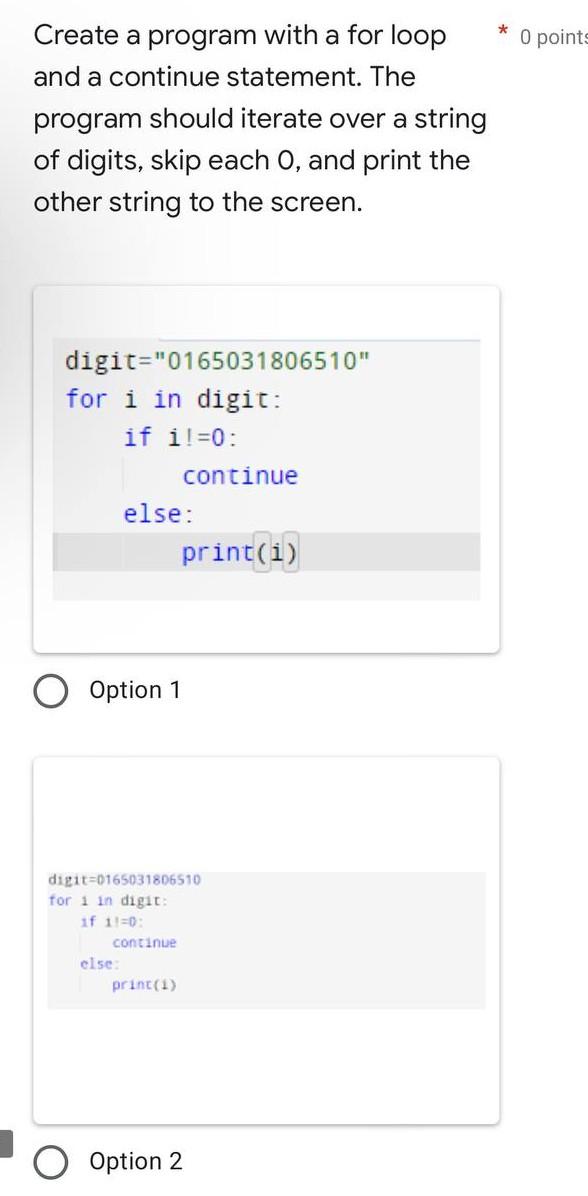Solved Create a program with a for loop and a continue | Chegg.com