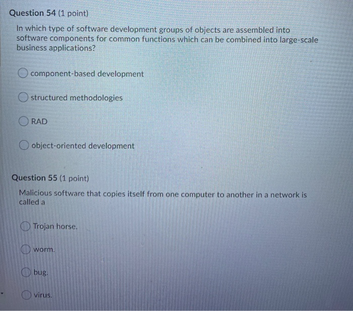 Solved Question 54 (1 point) In which type of software | Chegg.com