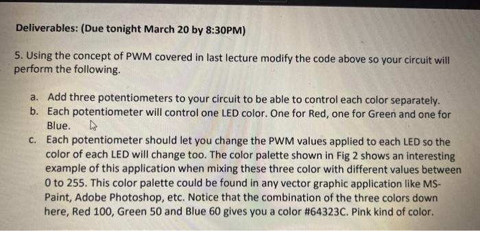 Solved 1. Perform the practice RGB LED v2.0 laboratory in | Chegg.com