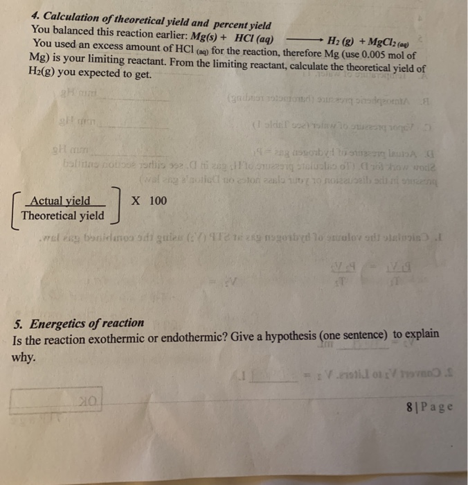 solved-4-calculation-of-theoretical-yield-and-percent-yield-chegg