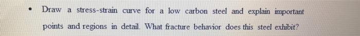 Solved Draw a stress-strain curve for a low carbon steel and | Chegg.com