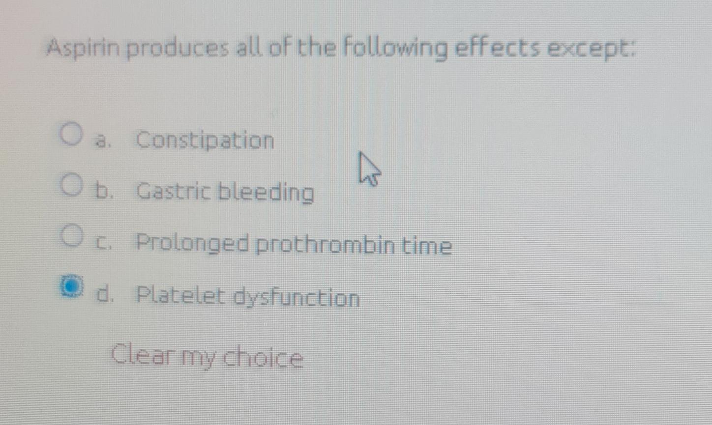 Solved Aspirin produces all of the following effects