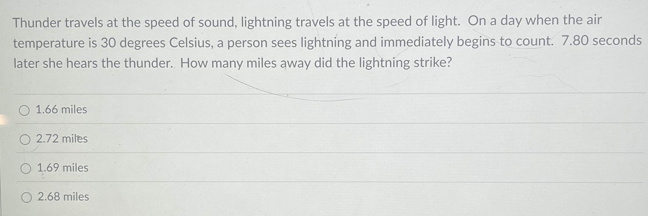 Solved Thunder travels at the speed of sound, lightning | Chegg.com