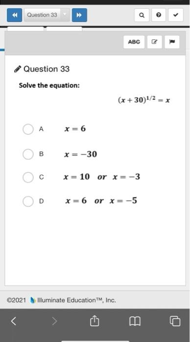 Solved Question 33 >>> Q Авс N Question 33 Solve the | Chegg.com