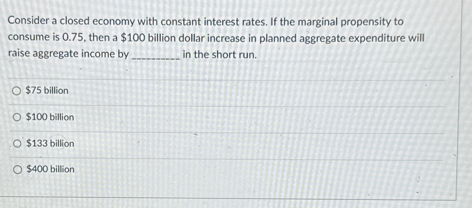 Solved Consider a closed economy with constant interest | Chegg.com