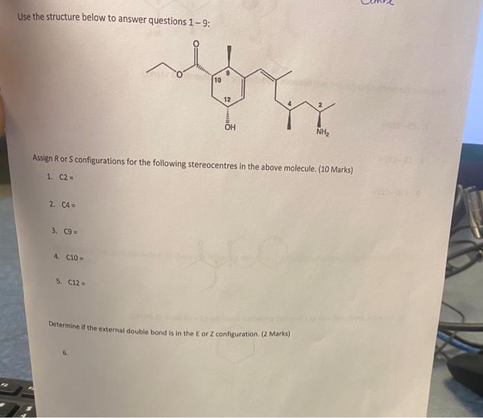 Solved Use the structure below to answer questions 1-9: | Chegg.com
