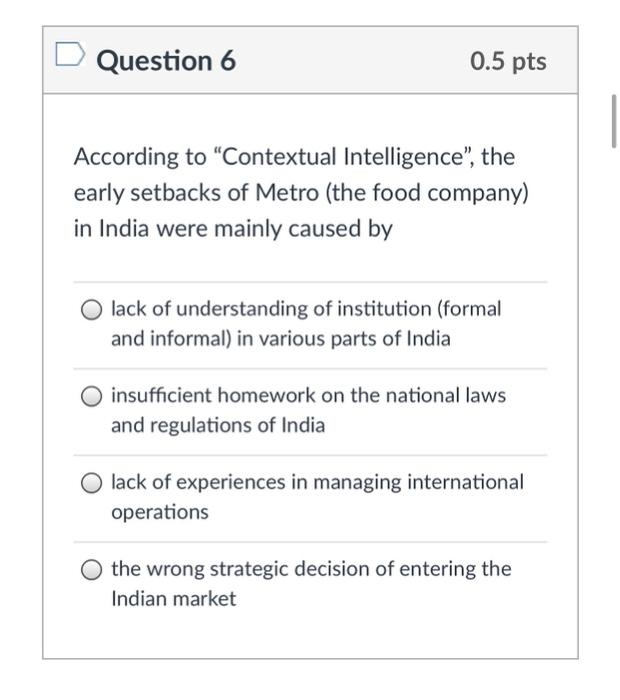 Solved D Question 6 0 5 Pts According To Contextual Inte Chegg Com