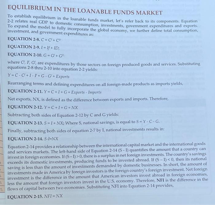 Solved EQUILIBRIUM IN THE LOANABLE FUNDS MARKET To establish | Chegg.com