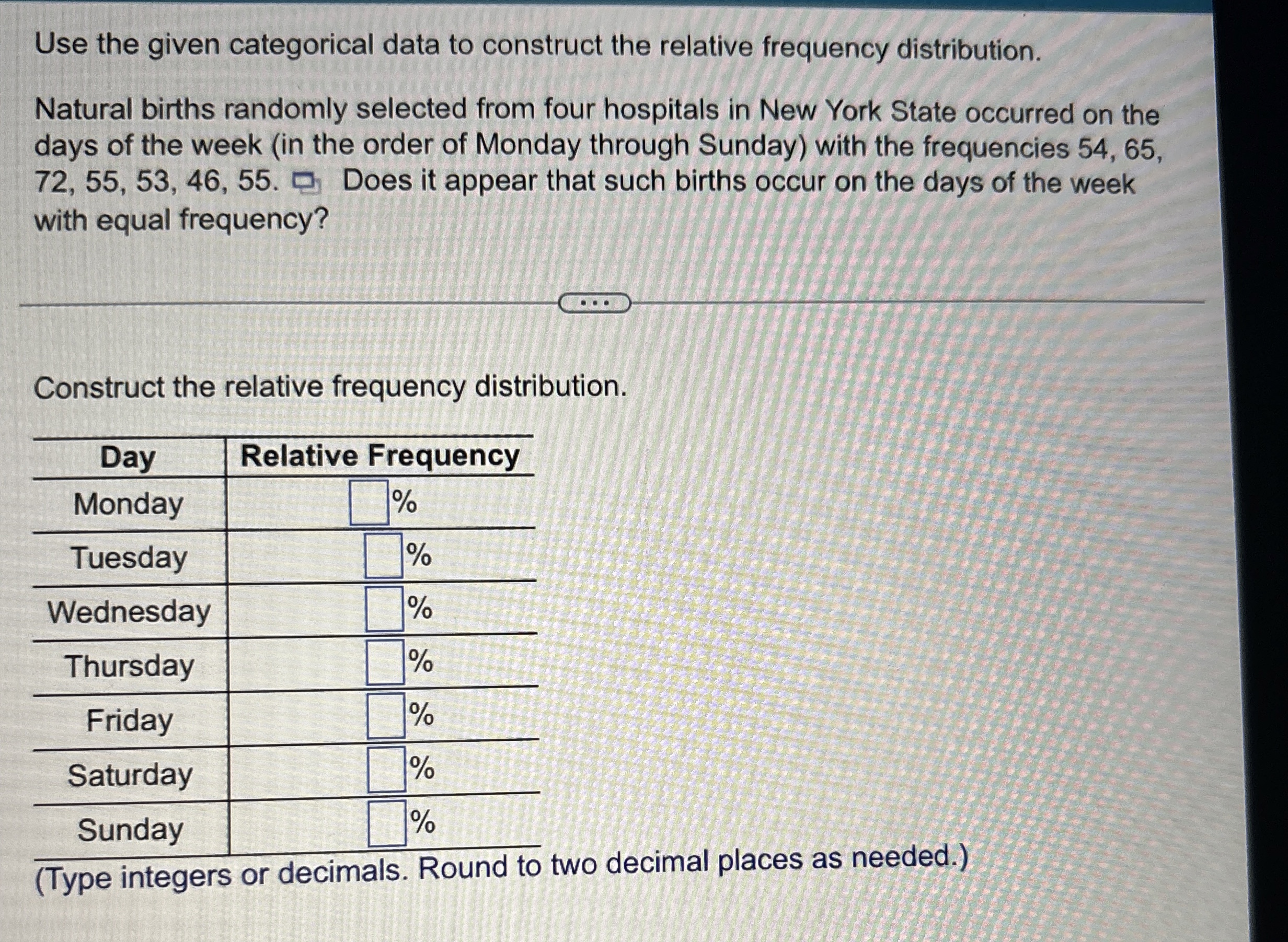 Solved Use the given categorical data to construct the | Chegg.com