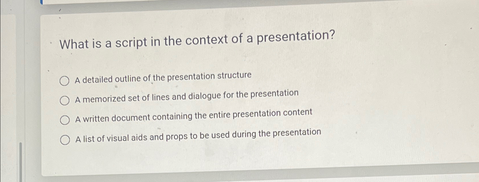 Solved What is a script in the context of a presentation?A | Chegg.com